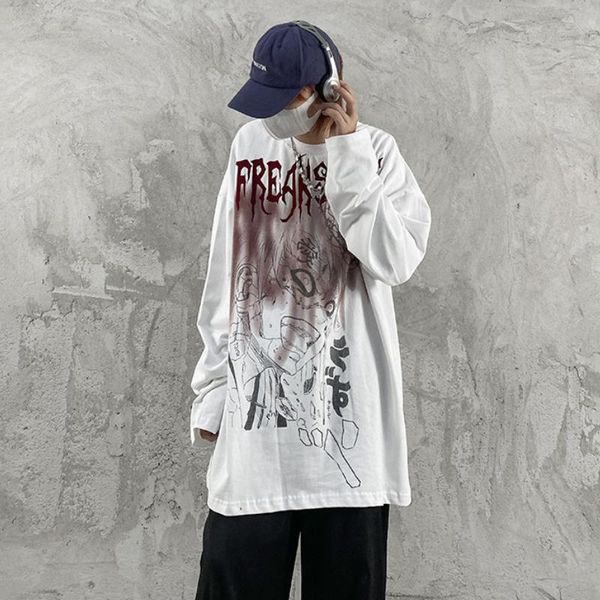 men's t-shirts gtdom man 2021 autumn cotton casual t-shirt dark high street hip hop cartoon printing long sleeve o-neck loose, White;black
men's t-shirts gtdom man 2021 autumn cotton casual t-shirt dark high street hip hop cartoon printing long sleeve o-neck loose, White;black