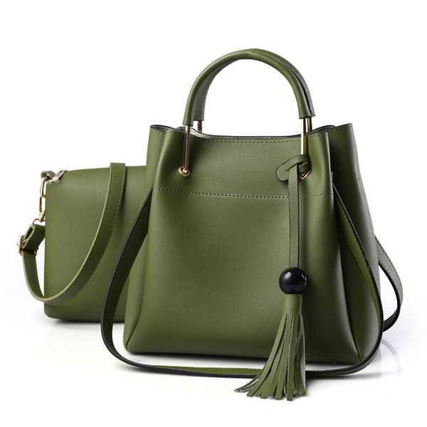 hbp women bag fashion style tote composite bags female pu leather handbag shoulder messenger bag green