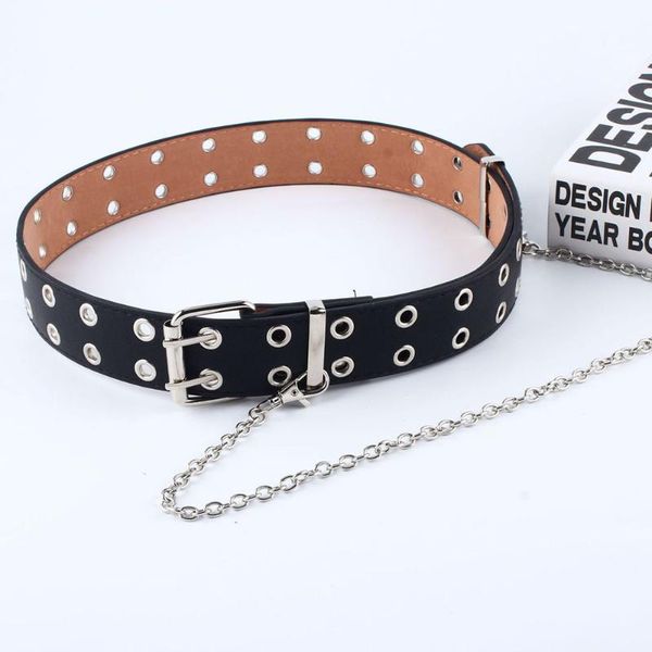belts double row hole genuine leather belt women punk style waistband with eyelet chain decorative for jeans pants trousers fashion, Black;brown
belts double row hole genuine leather belt women punk style waistband with eyelet chain decorative for jeans pants trousers fashion, Black;brown