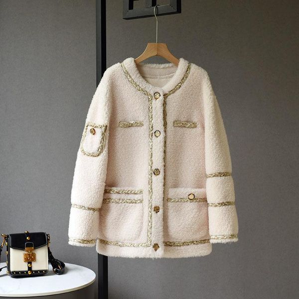 women's fur & faux 2022 women winter genuine wool warm coats female o-neck short solid jackets ladies real sheep shearing overcoats s11, Black
women's fur & faux 2022 women winter genuine wool warm coats female o-neck short solid jackets ladies real sheep shearing overcoats s11, Black