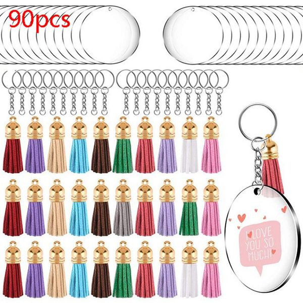 keychains 90pcs acrylic clear circle discs keychain set round blanks leather tassel pendant jump rings for diy, Silver
keychains 90pcs acrylic clear circle discs keychain set round blanks leather tassel pendant jump rings for diy, Silver