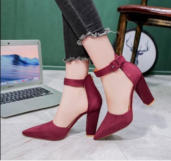 large size women pumps fashion women shoes party wedding square high heel autumn spring toe red wine ladies pumps, Black
large size women pumps fashion women shoes party wedding square high heel autumn spring toe red wine ladies pumps, Black