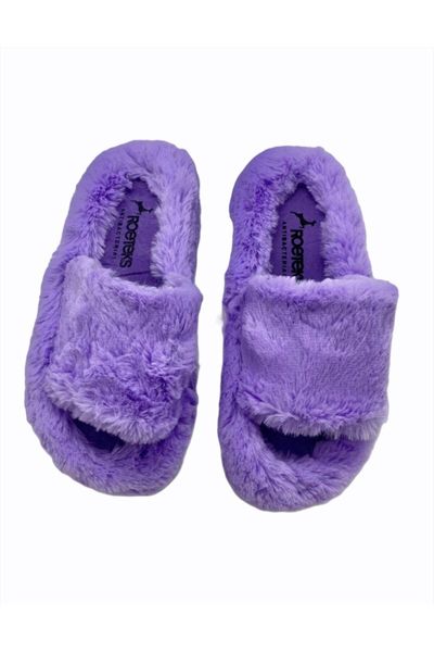slippers fluffy shaggy female slipper, Black