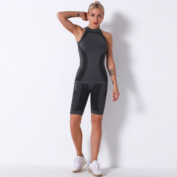 women sleeveless yoga set 2 piece vital seamless sport suit gym clothes fitness crop shirt high waist shorts sportswear, White;red
women sleeveless yoga set 2 piece vital seamless sport suit gym clothes fitness crop shirt high waist shorts sportswear, White;red