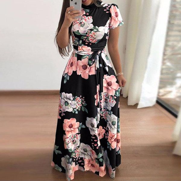 casual dresses women summer maxi dress short sleeve boho floral print long turtleneck bandage elegant party vestidos 2022, Black;gray
casual dresses women summer maxi dress short sleeve boho floral print long turtleneck bandage elegant party vestidos 2022, Black;gray