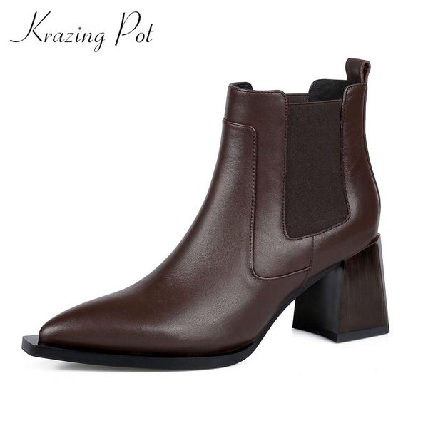 boots krazing pot plus size work genuine leather stretch pointed toe thick high heel slip on elegant lady mature ankle l98, Black
boots krazing pot plus size work genuine leather stretch pointed toe thick high heel slip on elegant lady mature ankle l98, Black
