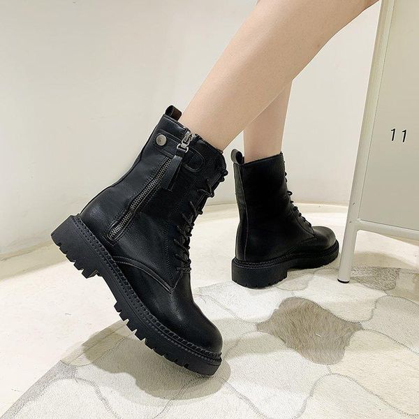 boots nice women fashion pu leather ankle flat winter comfortable short botas heels round toe zip lace up shoes woman, Black
boots nice women fashion pu leather ankle flat winter comfortable short botas heels round toe zip lace up shoes woman, Black