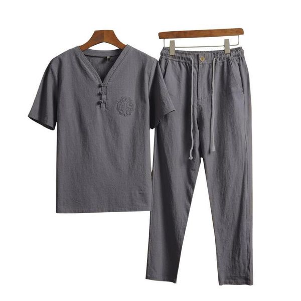 men's tracksuits -5xl japanese streetwear two piece set short sleeve + linen pants vintage summer clothes for men sets plus size 5xl, Gray
men's tracksuits -5xl japanese streetwear two piece set short sleeve + linen pants vintage summer clothes for men sets plus size 5xl, Gray