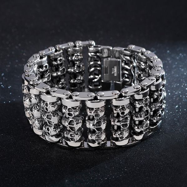 new fashioh hip hop wide skull stainless steel bracelets metal biker viking charm large argent men bracelet bangle jewelry gift for men, Black
new fashioh hip hop wide skull stainless steel bracelets metal biker viking charm large argent men bracelet bangle jewelry gift for men, Black