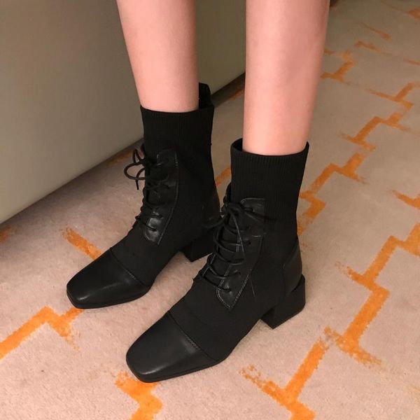 boots square toe sock knitted flats heeled elastic cross strap slip on black winter short
boots square toe sock knitted flats heeled elastic cross strap slip on black winter short