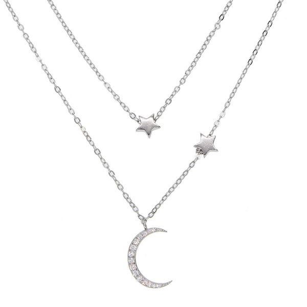 christmas gift moon star necklace double layer chain layer 100% 925 sterling silver lovely classic moon star design jewelry q0531
christmas gift moon star necklace double layer chain layer 100% 925 sterling silver lovely classic moon star design jewelry q0531