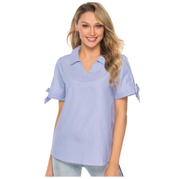 women's blouses & shirts summer women striped short sleeve plus size womens and female office work wear bow tunic femme blusas mujer, White
women's blouses & shirts summer women striped short sleeve plus size womens and female office work wear bow tunic femme blusas mujer, White