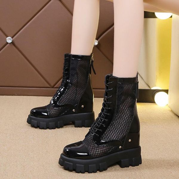 women summer mesh mid calf boots back zipper hollow out breathable boots cool short platform, Black
women summer mesh mid calf boots back zipper hollow out breathable boots cool short platform, Black