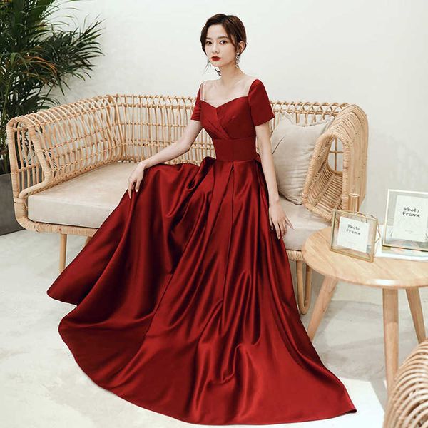 luxury evening dress toast bride 2021 summer wine red dr can wear slim and thin one-sided shoulder at ordinary tim, Black;gray
luxury evening dress toast bride 2021 summer wine red dr can wear slim and thin one-sided shoulder at ordinary tim, Black;gray