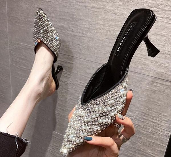 designer women lazy slippers rhinestone high heel shoes outdoor stiletto women slippers, Black
designer women lazy slippers rhinestone high heel shoes outdoor stiletto women slippers, Black