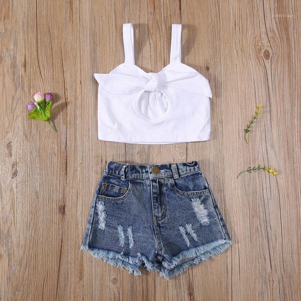 clothing sets 2pcs fashion summer toddler baby girls outfits suit kids children solid hollow sleeveless suspender +ripped denim shorts s1, White
clothing sets 2pcs fashion summer toddler baby girls outfits suit kids children solid hollow sleeveless suspender +ripped denim shorts s1, White