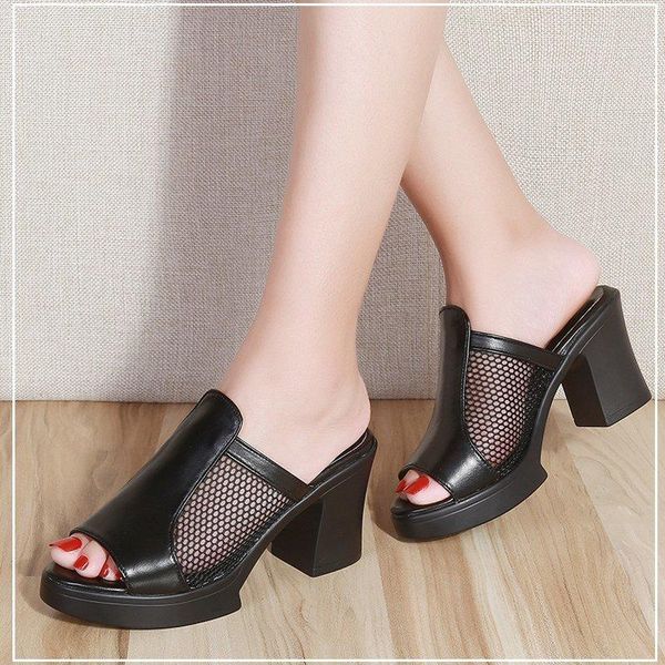 slippers thick-heeled sandals and female summer wear mesh women fashion wild a605, Black
slippers thick-heeled sandals and female summer wear mesh women fashion wild a605, Black