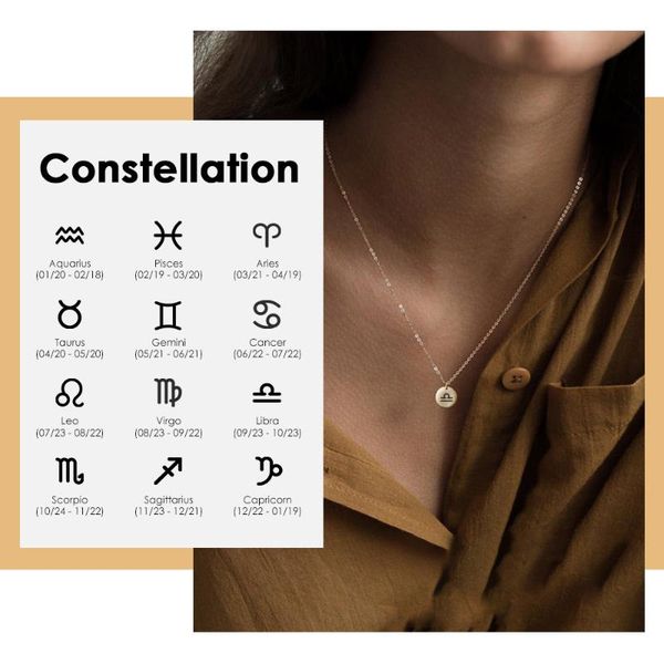 pendant necklaces carlidana 316l stainless steel necklace engrave constellations pendants for friends women's suspension jewelry, Silver
pendant necklaces carlidana 316l stainless steel necklace engrave constellations pendants for friends women's suspension jewelry, Silver