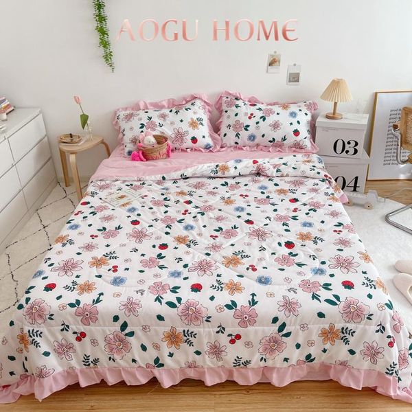 comforters & sets aoguhome summer quilt with ruffles cute style pattern unfade thicken girl single large double bedding 150*200cm
comforters & sets aoguhome summer quilt with ruffles cute style pattern unfade thicken girl single large double bedding 150*200cm