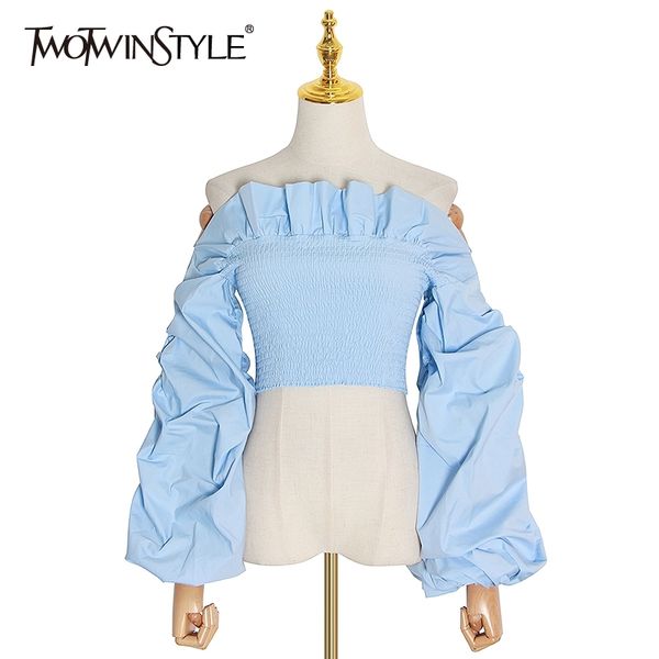 twotwinstyle ruched ruffles blouses womens slash neck lantern long sleeve slim short shirts for female fashion clothes tide 210308, White
twotwinstyle ruched ruffles blouses womens slash neck lantern long sleeve slim short shirts for female fashion clothes tide 210308, White