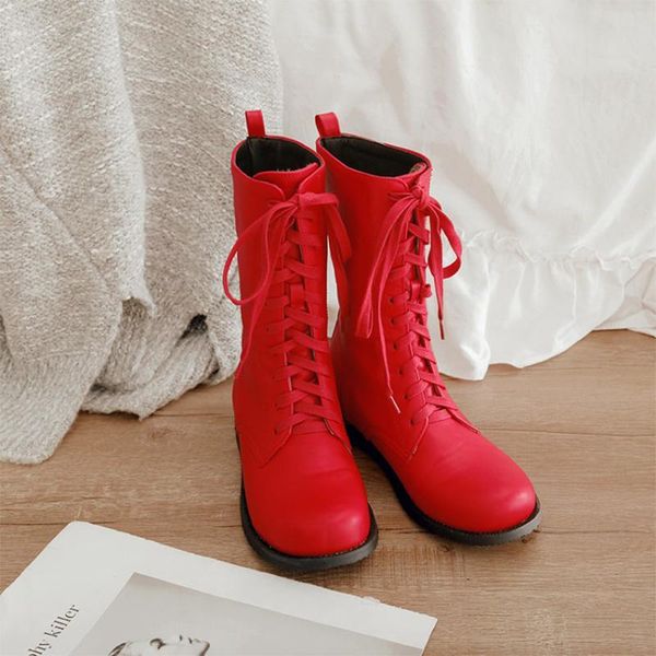 boots plus size women's round toe red female flat heel shoe laces winter woman's boot ladies, Black
boots plus size women's round toe red female flat heel shoe laces winter woman's boot ladies, Black