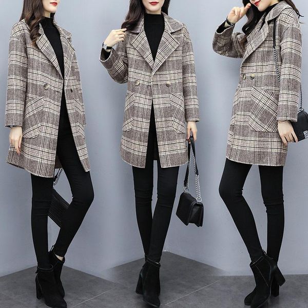 women's wool & blends winter women coat elegant plaid woolen long women' coats jackets, Black
women's wool & blends winter women coat elegant plaid woolen long women' coats jackets, Black