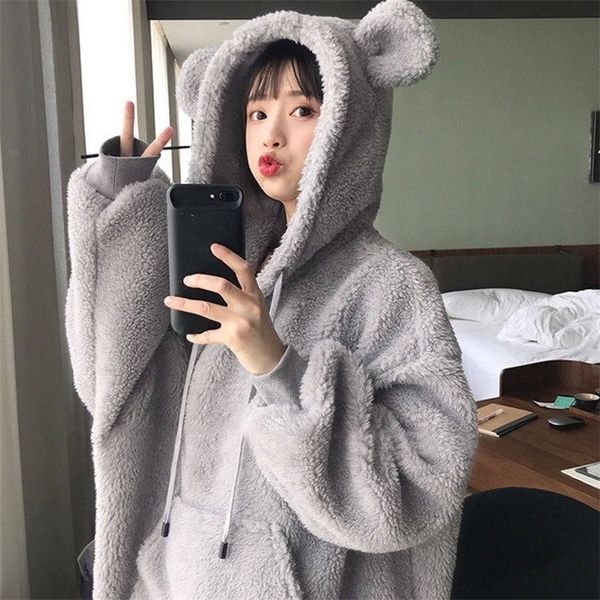 bella philosophy women hoodies pullover girl winter warm loose solid bear ear outerwear coat cute casual long sleeve coat 201126, Black
bella philosophy women hoodies pullover girl winter warm loose solid bear ear outerwear coat cute casual long sleeve coat 201126, Black