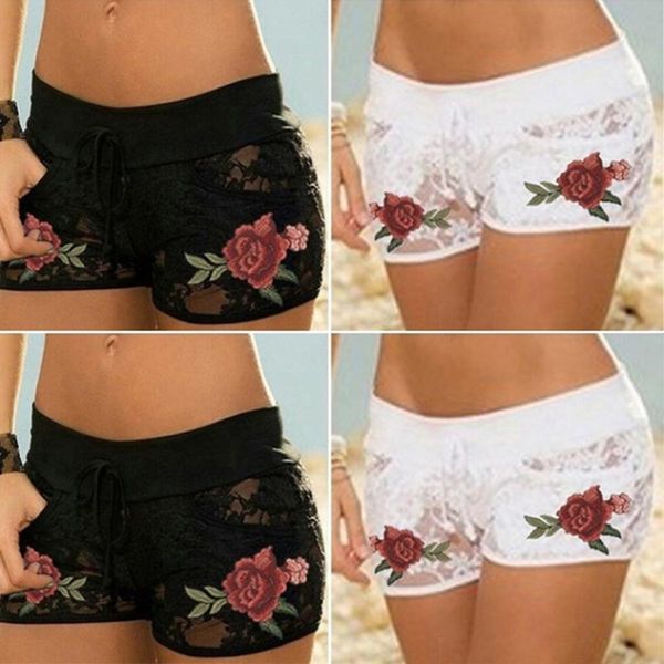 women's shorts woman elastic flower rose for summer transparent lace hollow sexy, White;black
women's shorts woman elastic flower rose for summer transparent lace hollow sexy, White;black