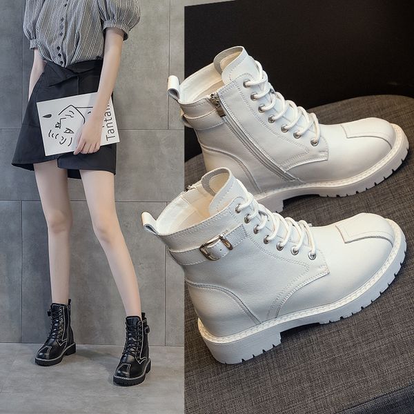 2021 autumn leather martin women's thick bottom inner increase casual korean buckle boots female student sho, Black
2021 autumn leather martin women's thick bottom inner increase casual korean buckle boots female student sho, Black