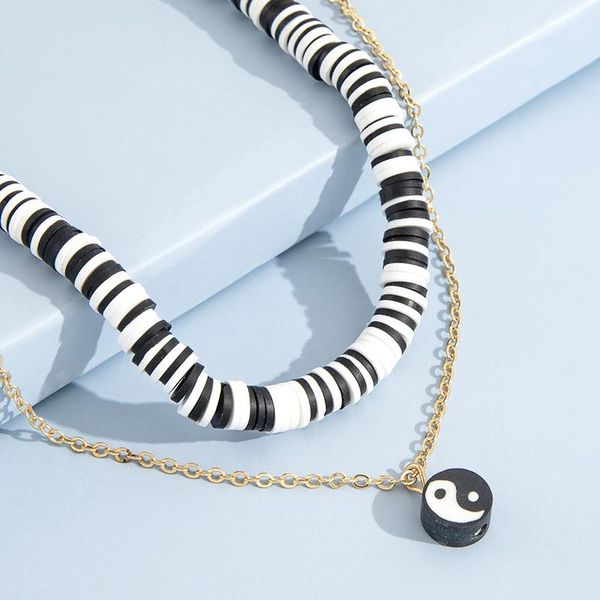 chokers 2021 women choker necklace double layer black white clay female tai chi bagua for girlfriend link, Golden;silver
chokers 2021 women choker necklace double layer black white clay female tai chi bagua for girlfriend link, Golden;silver