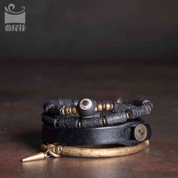 design minority volcanic stone copper bracelet men's dark wind leather street rock, Golden;silver
design minority volcanic stone copper bracelet men's dark wind leather street rock, Golden;silver