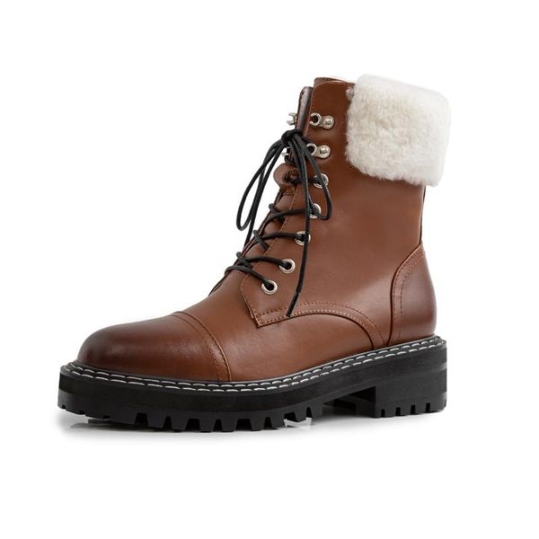 boots leather snow women autumn winter cross strap low square heels motorcycle female brown back sewing wool ankle boot, Black
boots leather snow women autumn winter cross strap low square heels motorcycle female brown back sewing wool ankle boot, Black