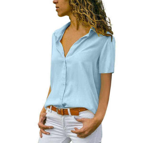 women's large shirt, casual round neck short sleeve shirt, fashionable women's shirt, button, White
women's large shirt, casual round neck short sleeve shirt, fashionable women's shirt, button, White