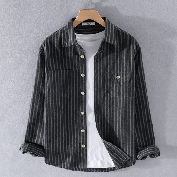 2021 new stripe 100% cotton brushed long sleeve autumn fashion striped shirts for men casual comfortable shirt mens camiseta q4ll, White;black
2021 new stripe 100% cotton brushed long sleeve autumn fashion striped shirts for men casual comfortable shirt mens camiseta q4ll, White;black