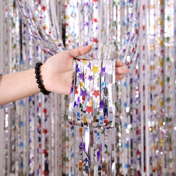 new five pointed star silver rain silk curtain party decoration tassel ribbon background layout
new five pointed star silver rain silk curtain party decoration tassel ribbon background layout