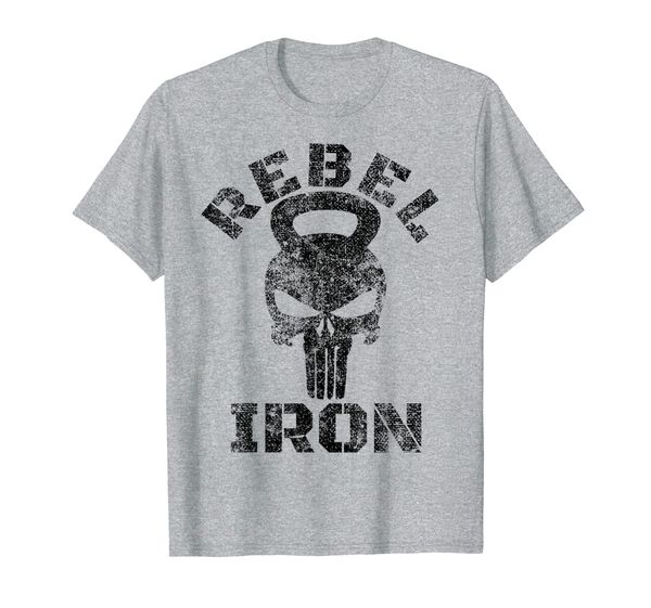 REBEL IRON SKULL KETTLEBELL T-Shirt, White;black