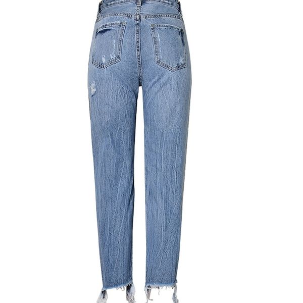 high waist slim straight pearl 3 color studs irregular foot fringe hole denim trousers 210809, Blue
high waist slim straight pearl 3 color studs irregular foot fringe hole denim trousers 210809, Blue
