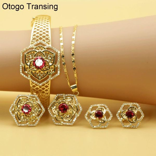 earrings & necklace otogo transing 2021 party gold color jewelry set women fashion charm red crystal ring bracelet flower set214, Silver
earrings & necklace otogo transing 2021 party gold color jewelry set women fashion charm red crystal ring bracelet flower set214, Silver