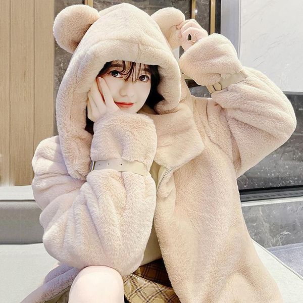 women's fur & faux 2021 women autumn winter fashion mink coats female cute ears hooded jackets ladies warm thick solid overcoats a106, Black
women's fur & faux 2021 women autumn winter fashion mink coats female cute ears hooded jackets ladies warm thick solid overcoats a106, Black