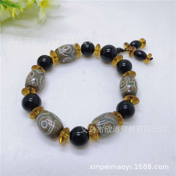 gift style bracelet hand decoration jade men's imitation old beads agate string and wo band tee, Black
gift style bracelet hand decoration jade men's imitation old beads agate string and wo band tee, Black