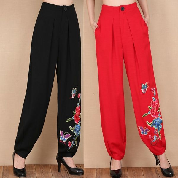 women new embroidered ladies middle-aged wide leg large size pants national wind bloomers wild l47v, Black;white
women new embroidered ladies middle-aged wide leg large size pants national wind bloomers wild l47v, Black;white