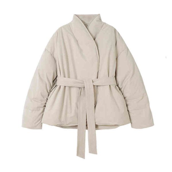 korean minority designer's beige belt with small stand collar short warm down et, Black
korean minority designer's beige belt with small stand collar short warm down et, Black