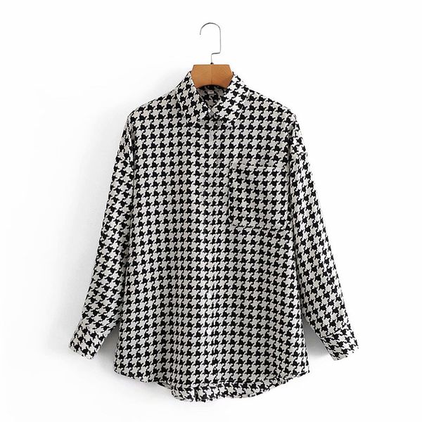 2021 new fashion women's simple casual houndstooth lapel printed loose shirt size xs-l, White
2021 new fashion women's simple casual houndstooth lapel printed loose shirt size xs-l, White