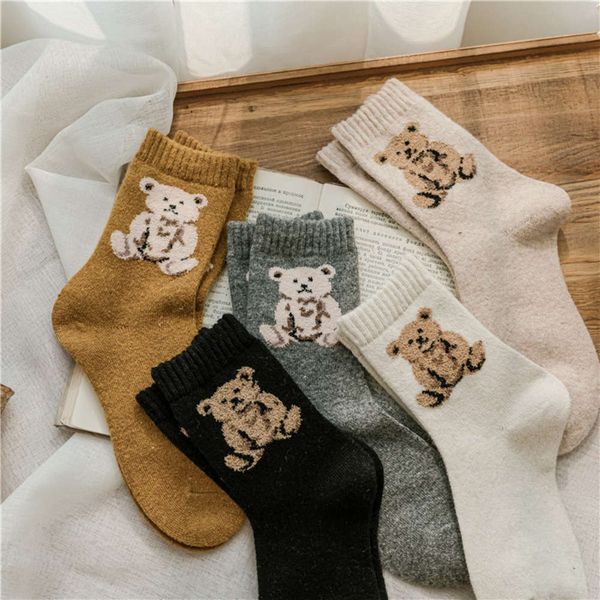 wool winter thickened lovely soft stockings, Black;white
