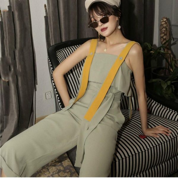 women's jumpsuits & rompers 2021 summer contrast color band chiffon jumpsuit for women fahion high tail single white pipe broek a007, Black;white
women's jumpsuits & rompers 2021 summer contrast color band chiffon jumpsuit for women fahion high tail single white pipe broek a007, Black;white