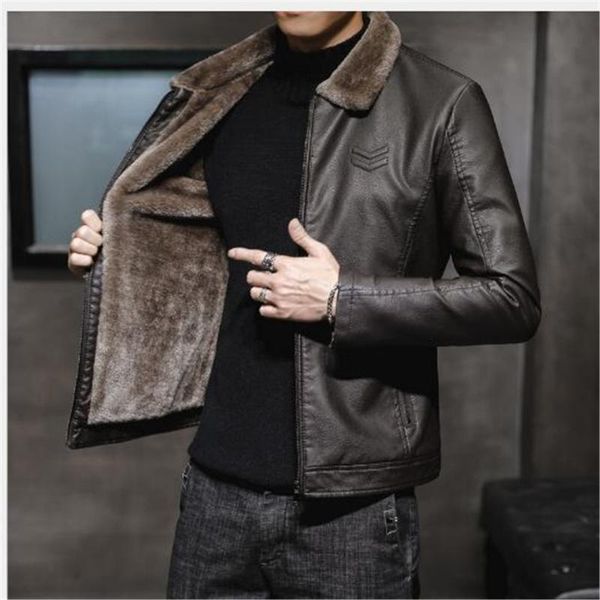 men's jackets autumn and winter leather jacket lapels plus velvet thick outerwear coat, Black;brown
men's jackets autumn and winter leather jacket lapels plus velvet thick outerwear coat, Black;brown