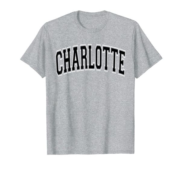 Charlotte Varsity Style Black Text T-Shirt, Mainly pictures