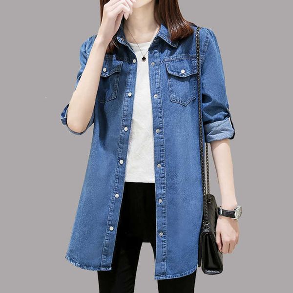 women's knits & tees spring autumn long sleeve denim shirts loose single breasted jeans blouses casual outerwear fo zwl8, White
women's knits & tees spring autumn long sleeve denim shirts loose single breasted jeans blouses casual outerwear fo zwl8, White