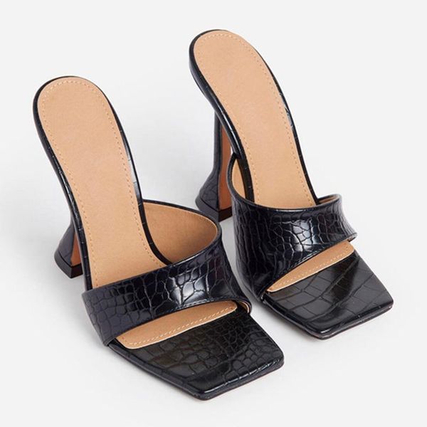 slippers female high heels pu square toe fretwork solid ladies slides fashion mature outside plus size woman sandals summer sexy, Black
slippers female high heels pu square toe fretwork solid ladies slides fashion mature outside plus size woman sandals summer sexy, Black