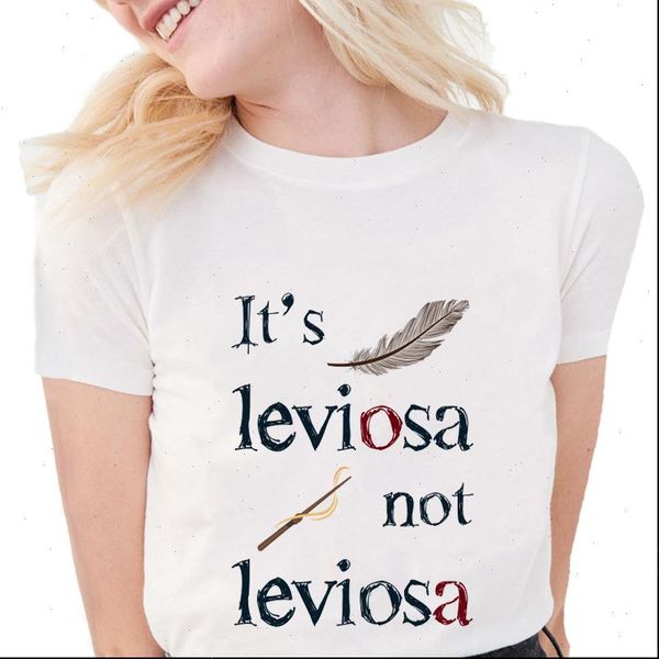 2021 new fashion funny feather t shirts women its leviosa not leviosa letter graphic print tees soft cotton white t shirts 
2021 new fashion funny feather t shirts women its leviosa not leviosa letter graphic print tees soft cotton white t shirts